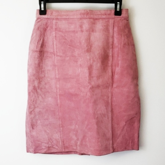 Vintage Pink Suede Skirt - Picture 1 of 5